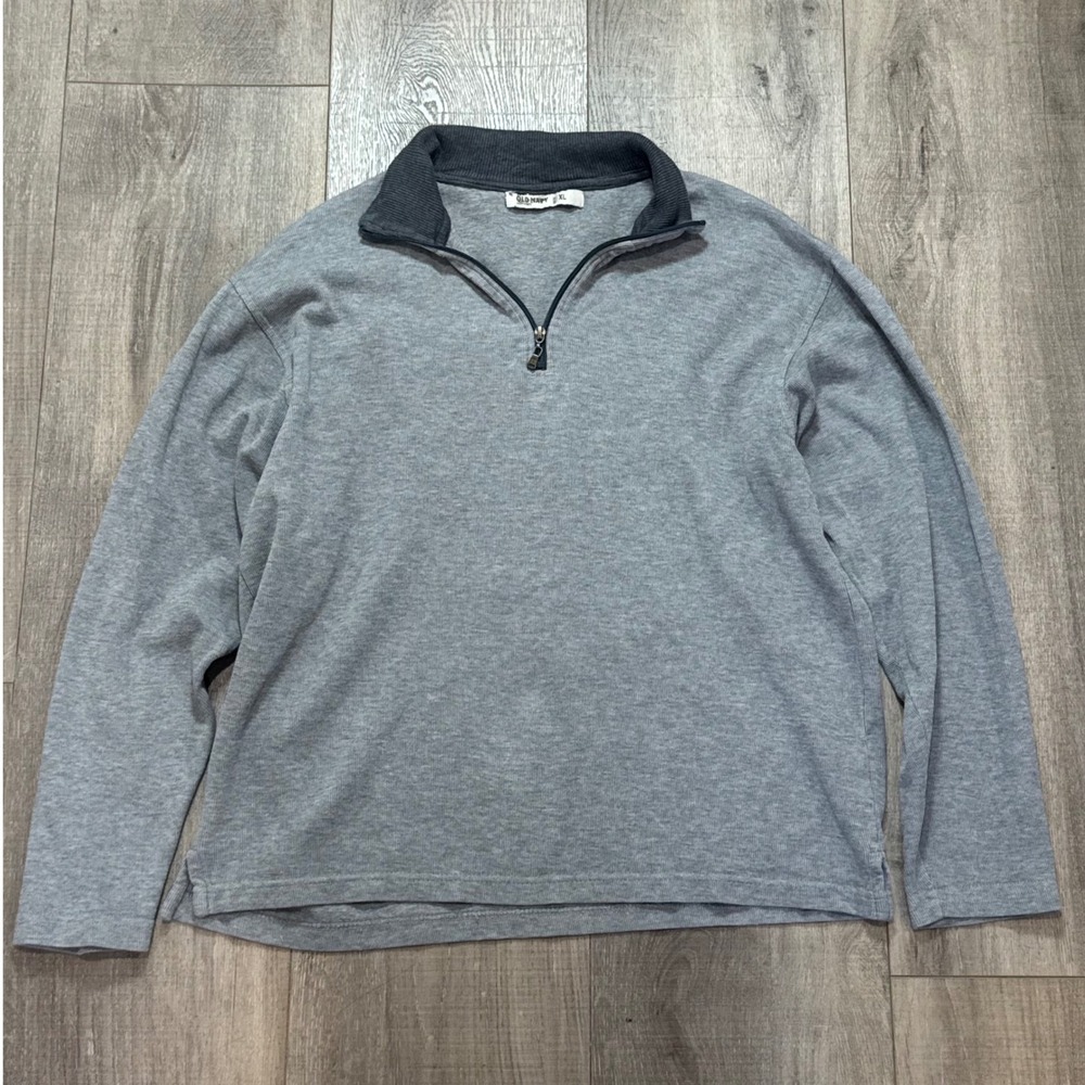 Y2K Old Navy Mens XL Thermal Quarter Zip Heather Grey